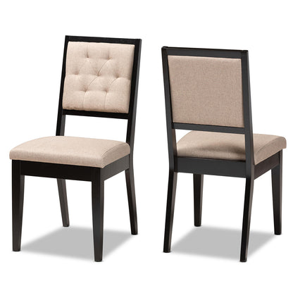 Baxton Studio - Gideon Set of 2 Dining Chairs in Sand/Dark Brown - RH2083C-Sand/Dark Brown-DC-2PK view 1
