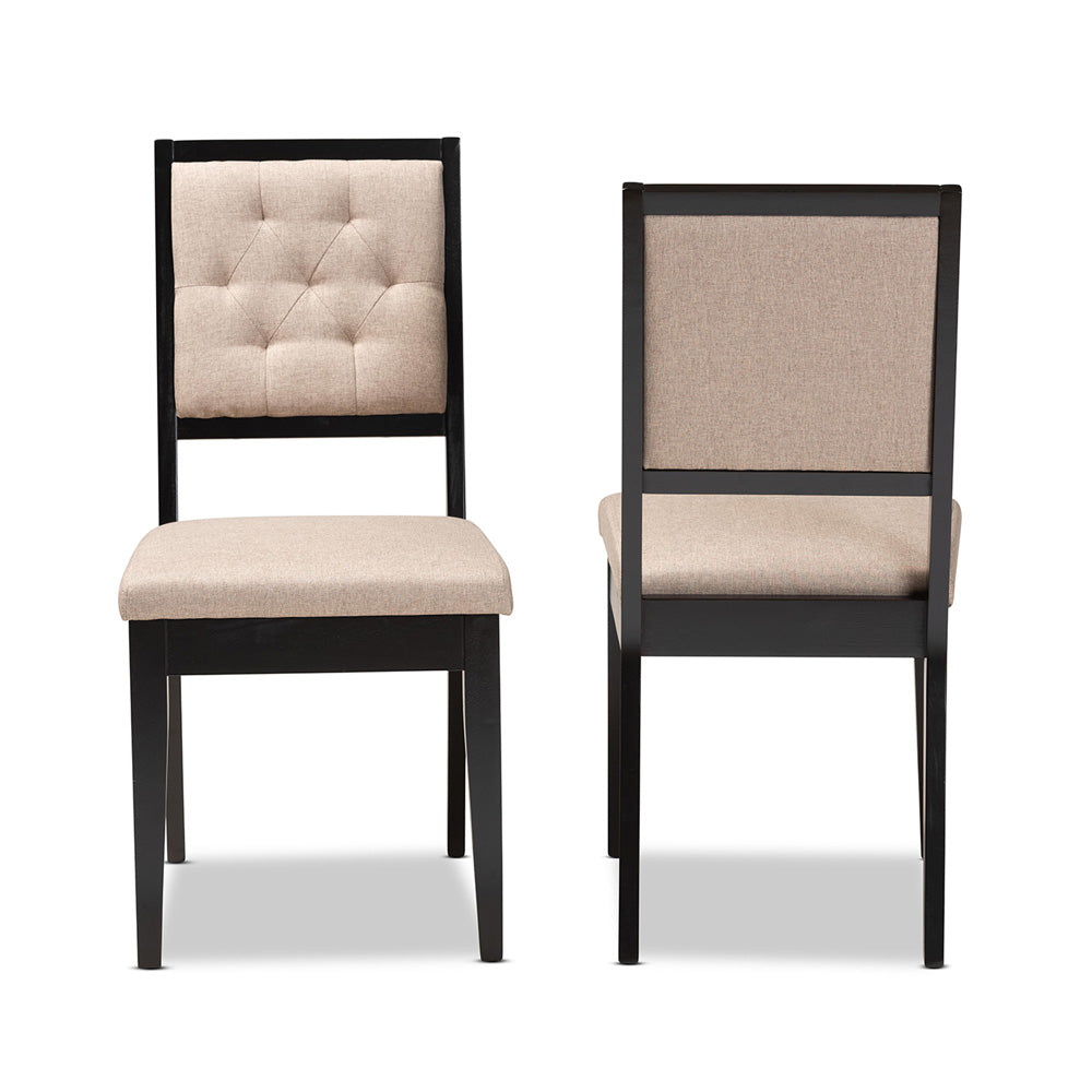 Baxton Studio - Gideon Set of 2 Dining Chairs in Sand/Dark Brown - RH2083C-Sand/Dark Brown-DC-2PK view 2