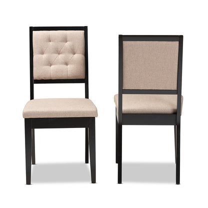 Baxton Studio - Gideon Set of 2 Dining Chairs in Sand/Dark Brown - RH2083C-Sand/Dark Brown-DC-2PK view 2