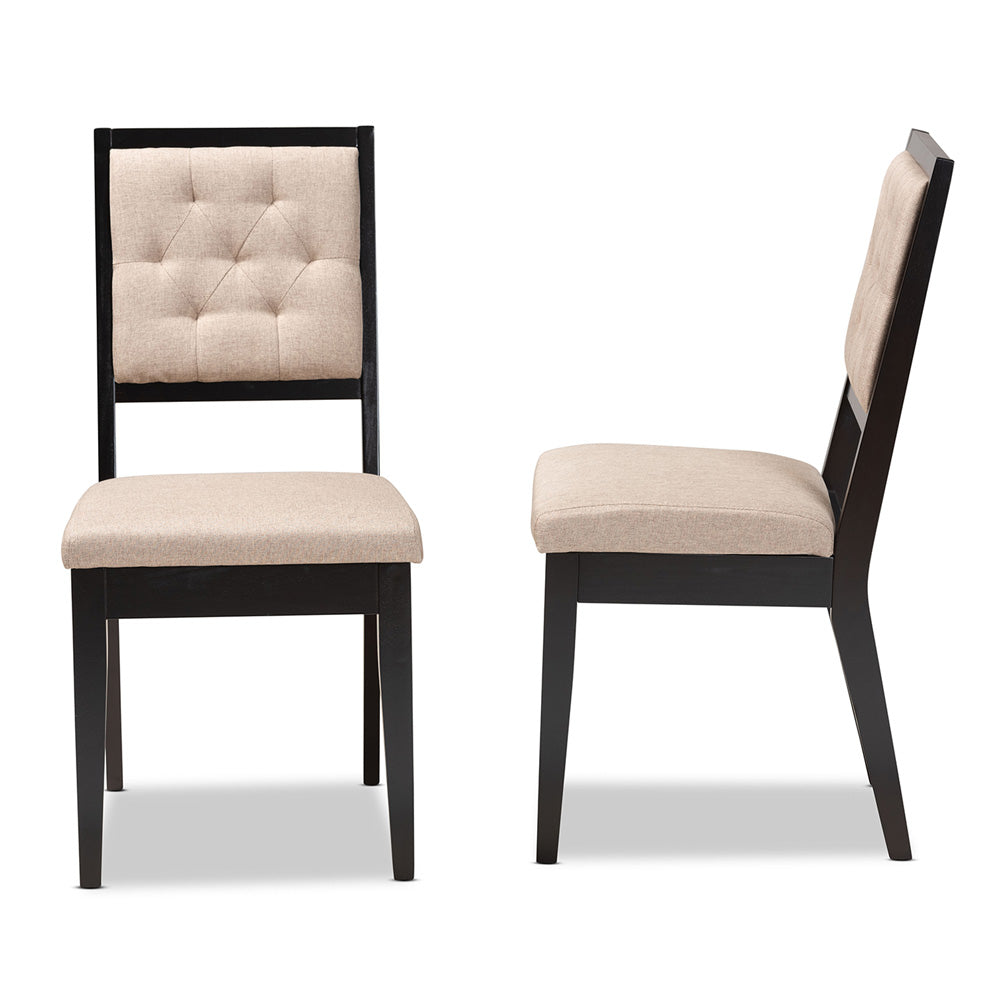 Baxton Studio - Gideon Set of 2 Dining Chairs in Sand/Dark Brown - RH2083C-Sand/Dark Brown-DC-2PK view 3