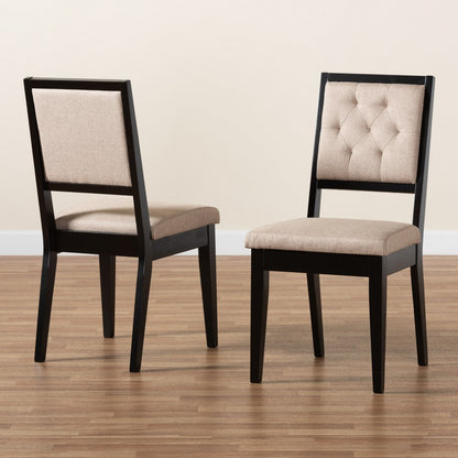 Baxton Studio - Gideon Set of 2 Dining Chairs in Sand/Dark Brown - RH2083C-Sand/Dark Brown-DC-2PK view 8