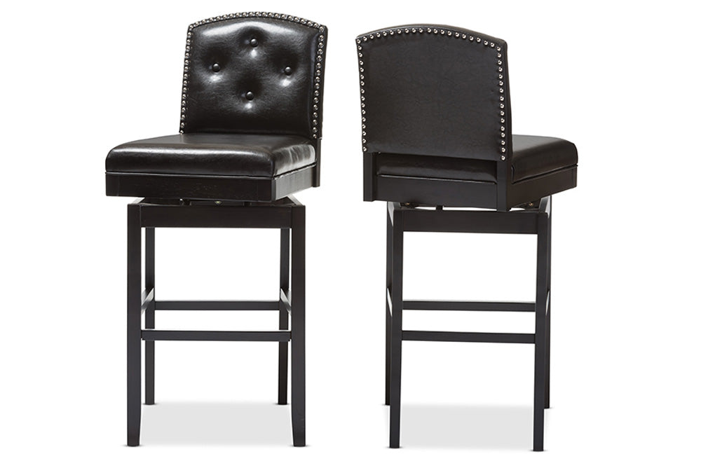 Baxton Studio - Ginaro Barstool Set of 2 - BBT5220-Brown Stool view 2