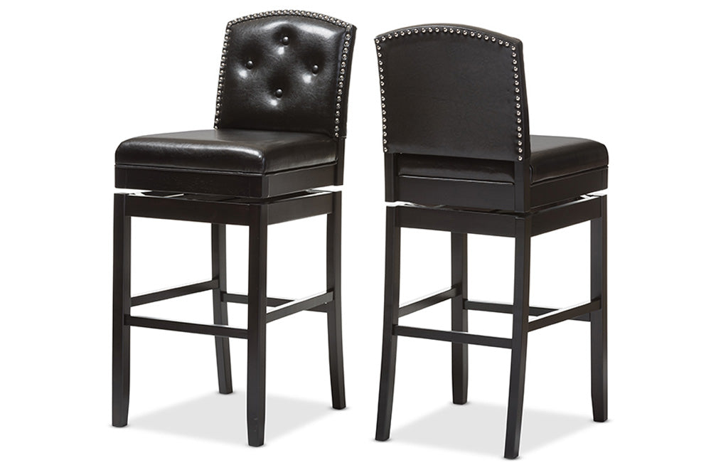 Baxton Studio - Ginaro Barstool Set of 2 - BBT5220-Brown Stool view 3