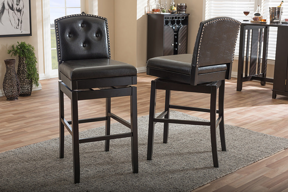 Baxton Studio - Ginaro Barstool Set of 2 - BBT5220-Brown Stool view 4