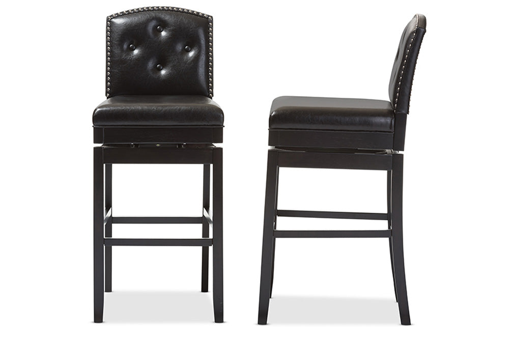 Baxton Studio - Ginaro Barstool Set of 2 - BBT5220-Brown Stool view 5