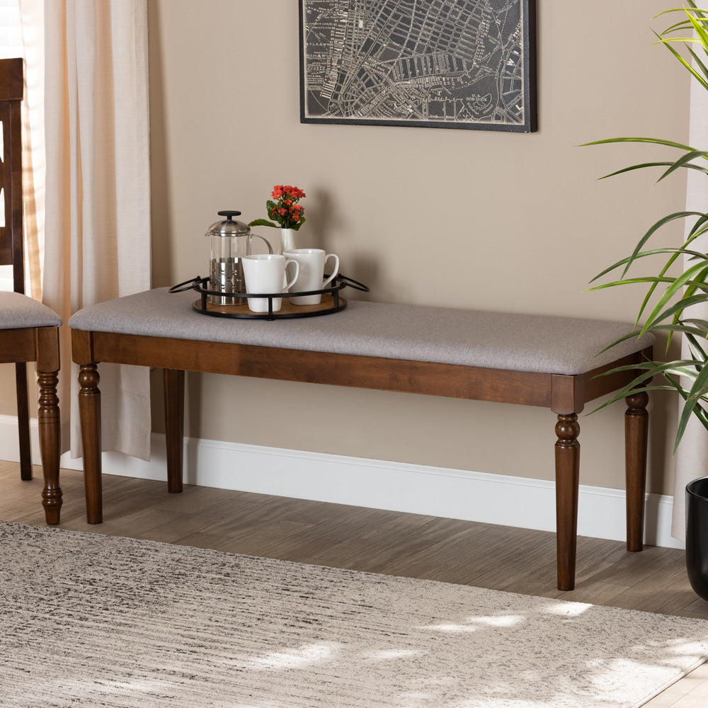Baxton Studio - Giovanni Dining Bench in Grey/Walnut - RH038-Grey/Walnut-Dining Bench view 5