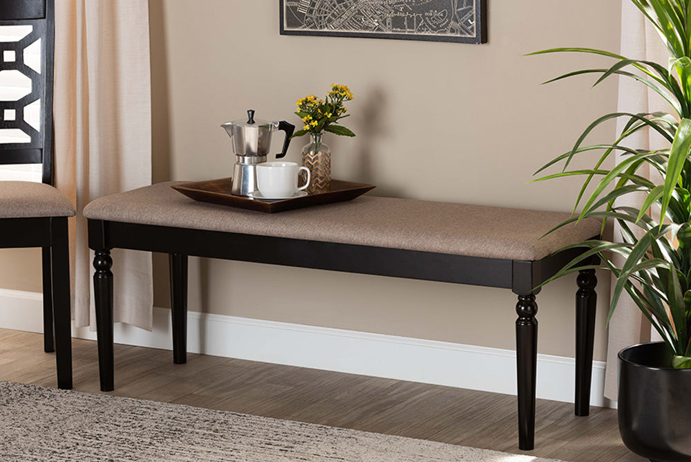 Baxton Studio - Giovanni Dining Bench - RH038-Sand/Dark Brown-Dining Bench view 5