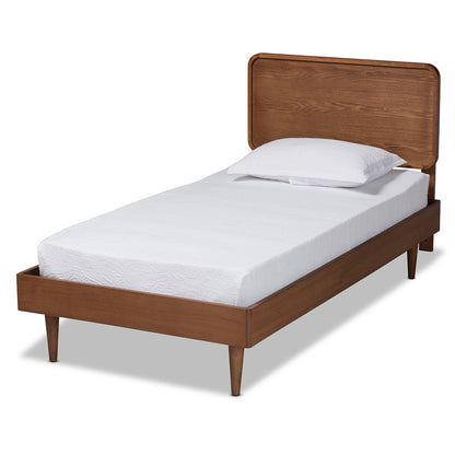Baxton Studio - Gisa Twin Size Bed in Walnut Brown - Gisa-Ash Walnut-Twin view 1