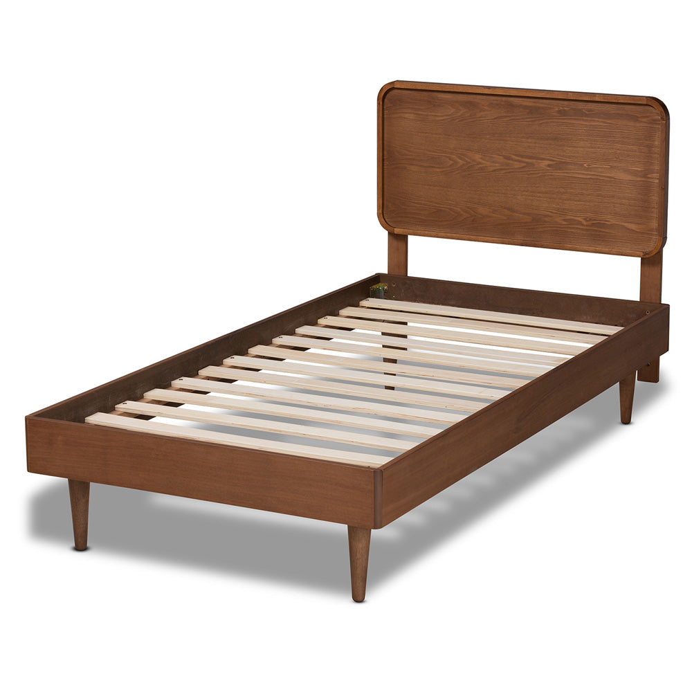 Baxton Studio - Gisa Twin Size Bed in Walnut Brown - Gisa-Ash Walnut-Twin view 3