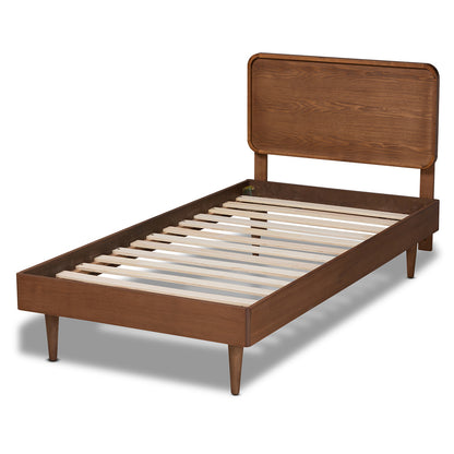 Baxton Studio - Gisa Twin Size Bed in Walnut Brown - Gisa-Ash Walnut-Twin view 3