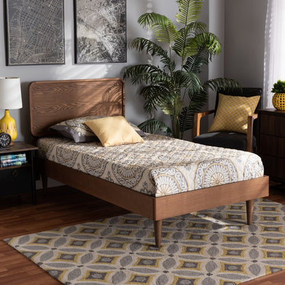 Baxton Studio - Gisa Twin Size Bed in Walnut Brown - Gisa-Ash Walnut-Twin view 6