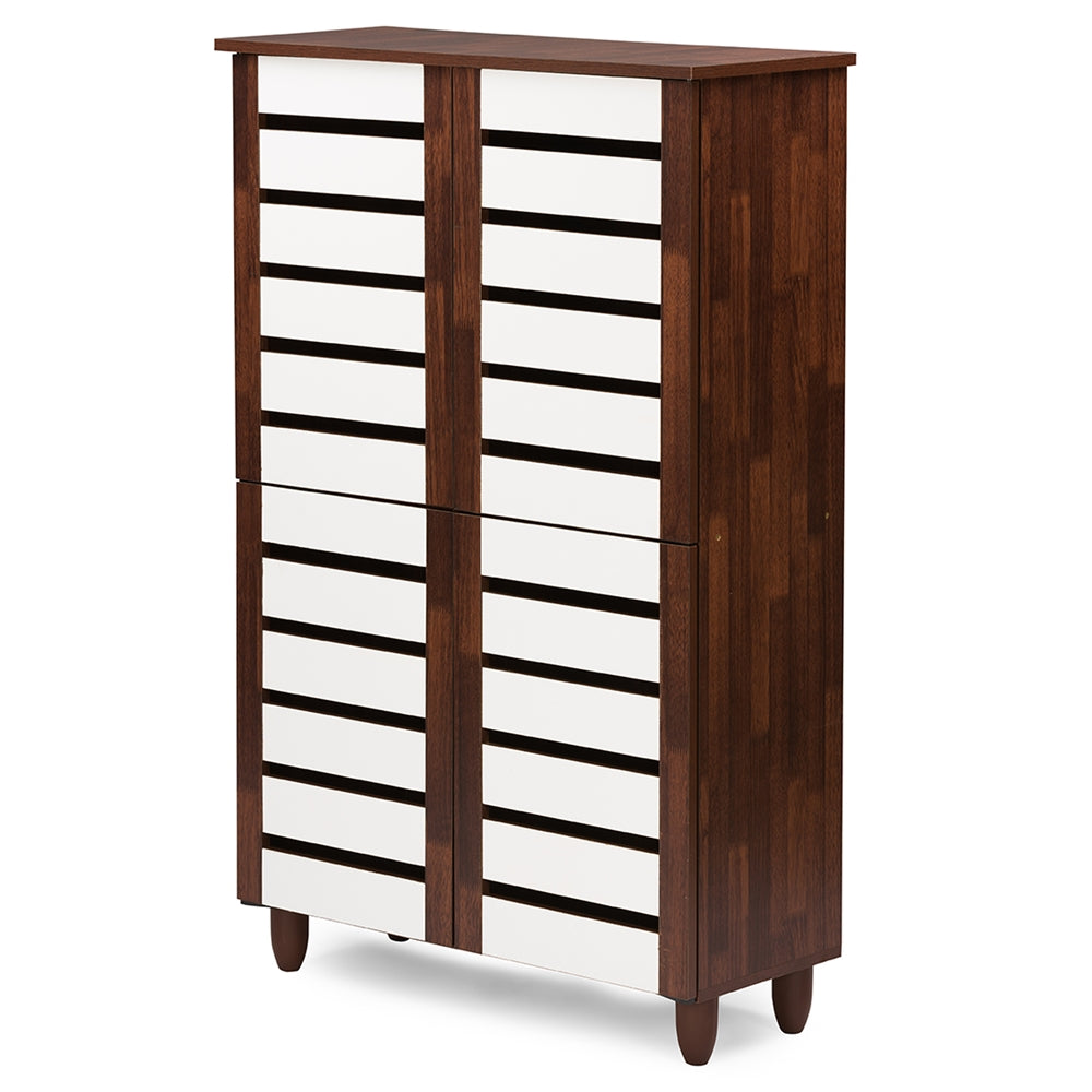 Baxton Studio - Gisela Shoe Cabinet in Brown/White - SC865514-Dirty Oak/White view 1
