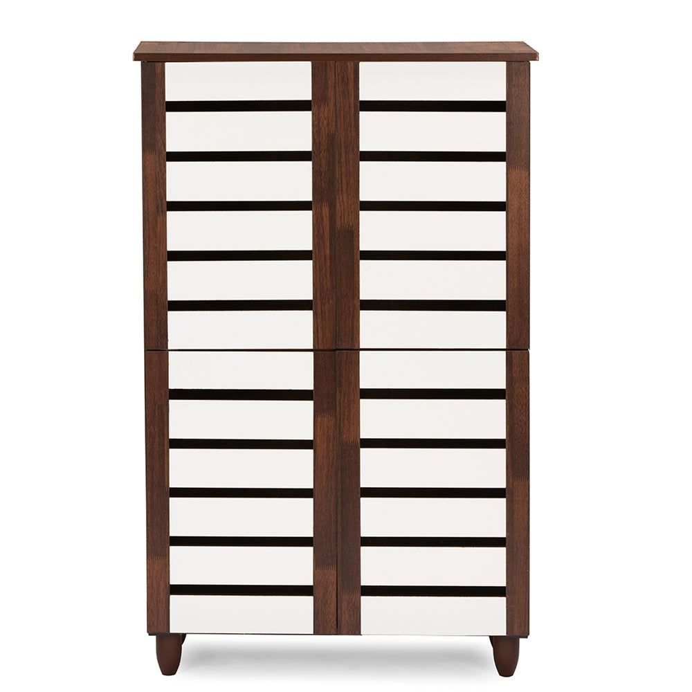 Baxton Studio - Gisela Shoe Cabinet in Brown/White - SC865514-Dirty Oak/White view 2