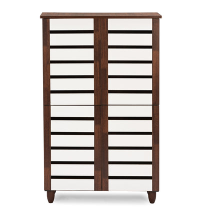 Baxton Studio - Gisela Shoe Cabinet in Brown/White - SC865514-Dirty Oak/White view 2