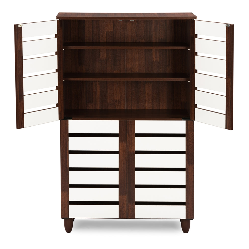 Baxton Studio - Gisela Shoe Cabinet in Brown/White - SC865514-Dirty Oak/White view 3