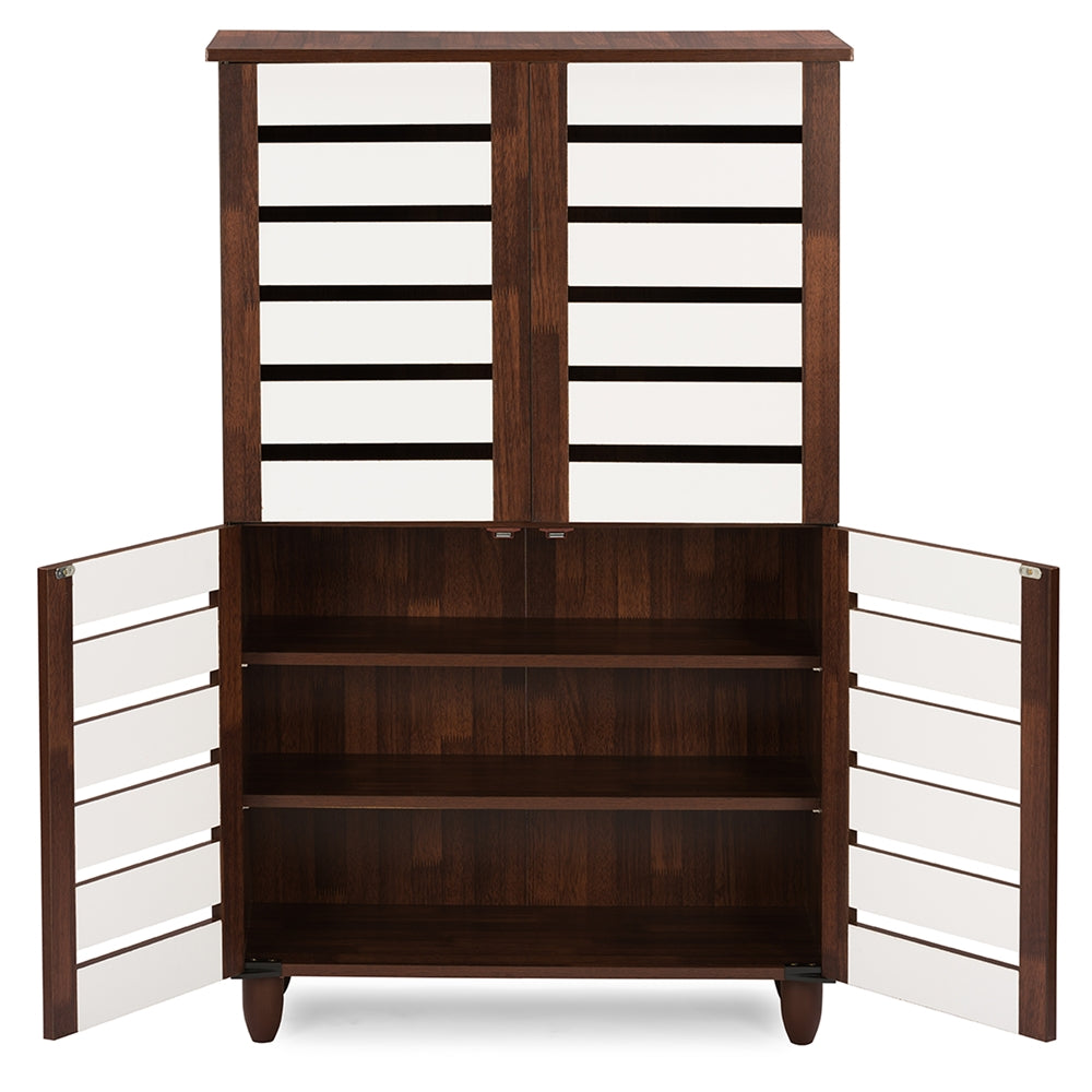 Baxton Studio - Gisela Shoe Cabinet in Brown/White - SC865514-Dirty Oak/White view 4