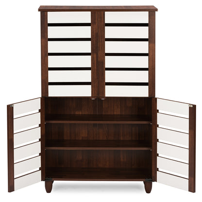 Baxton Studio - Gisela Shoe Cabinet in Brown/White - SC865514-Dirty Oak/White view 4