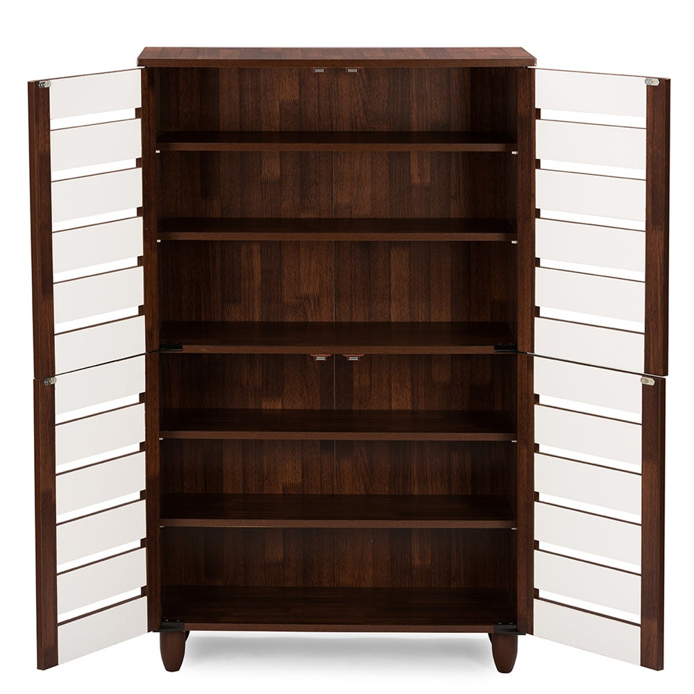 Baxton Studio - Gisela Shoe Cabinet in Brown/White - SC865514-Dirty Oak/White view 5