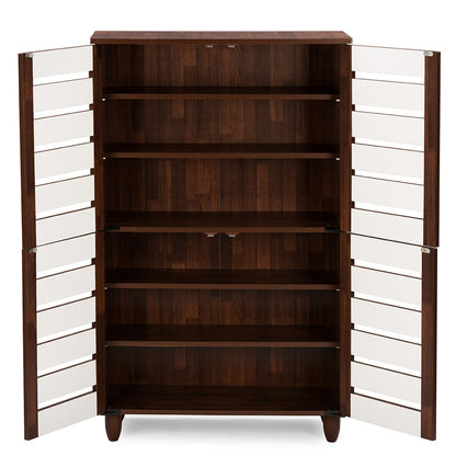 Baxton Studio - Gisela Shoe Cabinet in Brown/White - SC865514-Dirty Oak/White view 5
