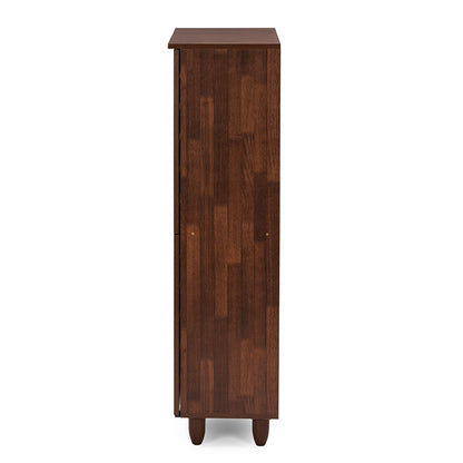 Baxton Studio - Gisela Shoe Cabinet in Brown/White - SC865514-Dirty Oak/White view 6