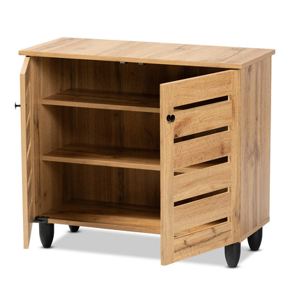 Baxton Studio - Gisela Shoe Cabinet in Oak Brown/Black - SC865512M-Wotan Oak view 2
