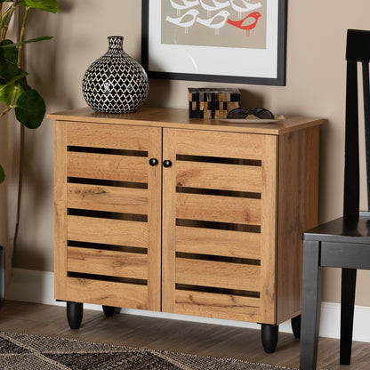 Baxton Studio - Gisela Shoe Cabinet in Oak Brown/Black - SC865512M-Wotan Oak view 7