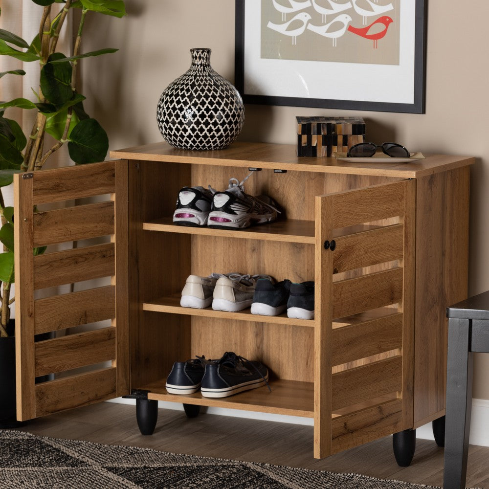 Baxton Studio - Gisela Shoe Cabinet in Oak Brown/Black - SC865512M-Wotan Oak view 8