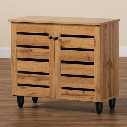 Baxton Studio - Gisela Shoe Cabinet in Oak Brown/Black - SC865512M-Wotan Oak view 9