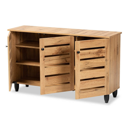 Baxton Studio - Gisela Shoe Cabinet in Oak Brown/Black - SC865513M-Wotan Oak view 2