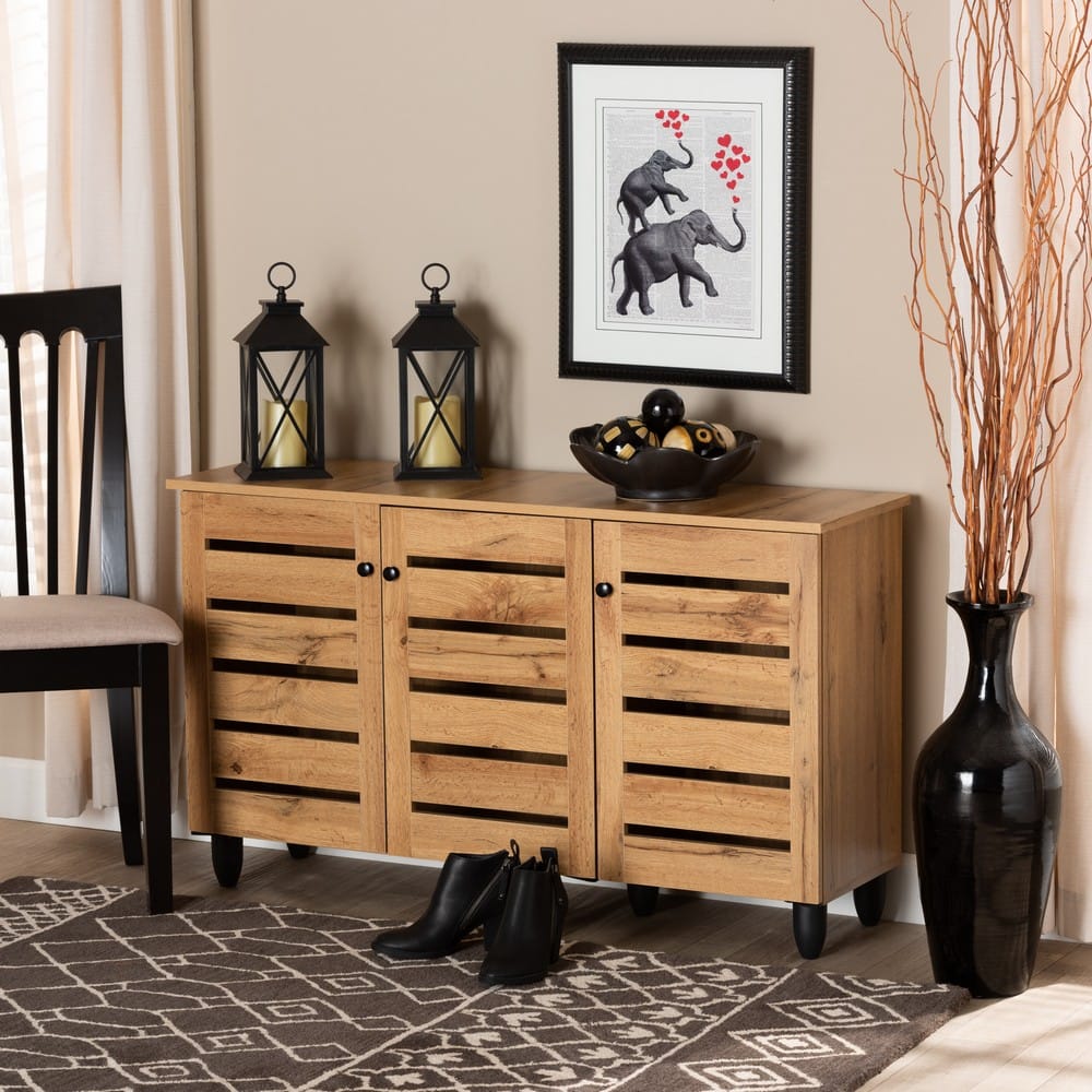 Baxton Studio - Gisela Shoe Cabinet in Oak Brown/Black - SC865513M-Wotan Oak view 7