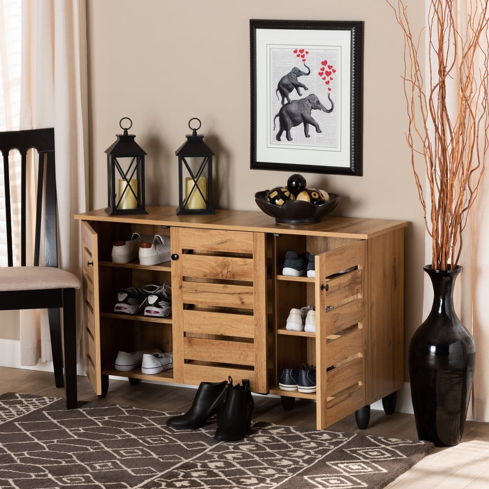 Baxton Studio - Gisela Shoe Cabinet in Oak Brown/Black - SC865513M-Wotan Oak view 8