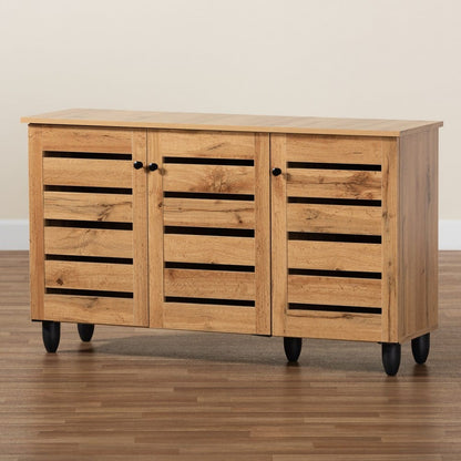 Baxton Studio - Gisela Shoe Cabinet in Oak Brown/Black - SC865513M-Wotan Oak view 9