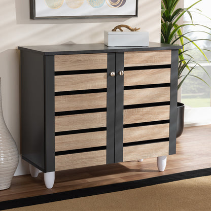 Baxton Studio - Gisela Shoe Cabinet in Oak/Dark Gray - SC865512M-Sonama Oak/Dark Grey-Shoe Cabinet view 6