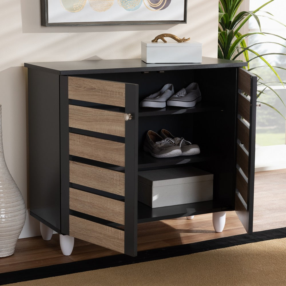 Baxton Studio - Gisela Shoe Cabinet in Oak/Dark Gray - SC865512M-Sonama Oak/Dark Grey-Shoe Cabinet view 7