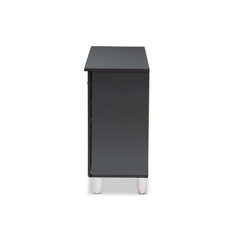 Baxton Studio - Gisela Shoe Cabinet in Oak/Dark Gray - SC865513M-Sonama Oak/Dark Grey-Shoe Cabinet view 4