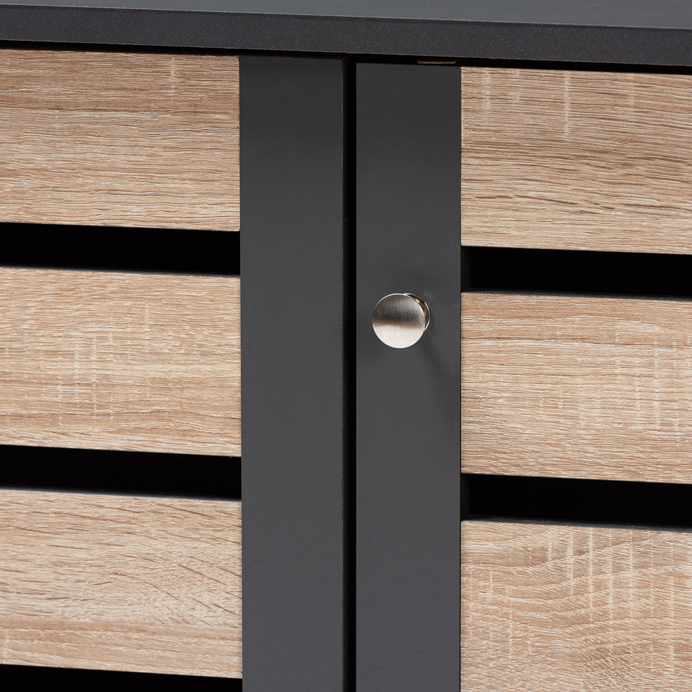 Baxton Studio - Gisela Shoe Cabinet in Oak/Dark Gray - SC865513M-Sonama Oak/Dark Grey-Shoe Cabinet view 5