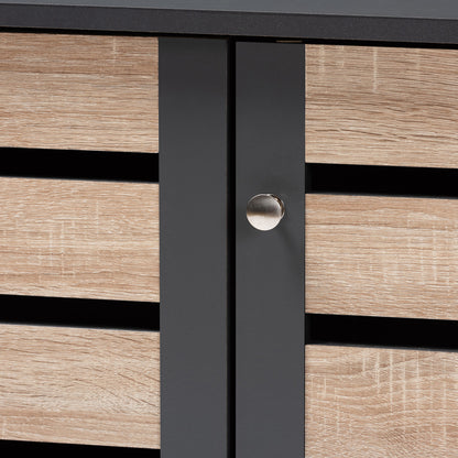 Baxton Studio - Gisela Shoe Cabinet in Oak/Dark Gray - SC865513M-Sonama Oak/Dark Grey-Shoe Cabinet view 5