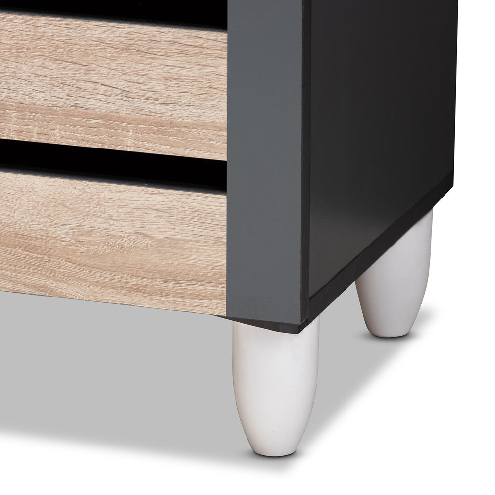 Baxton Studio - Gisela Shoe Cabinet in Oak/Dark Gray - SC865513M-Sonama Oak/Dark Grey-Shoe Cabinet view 6