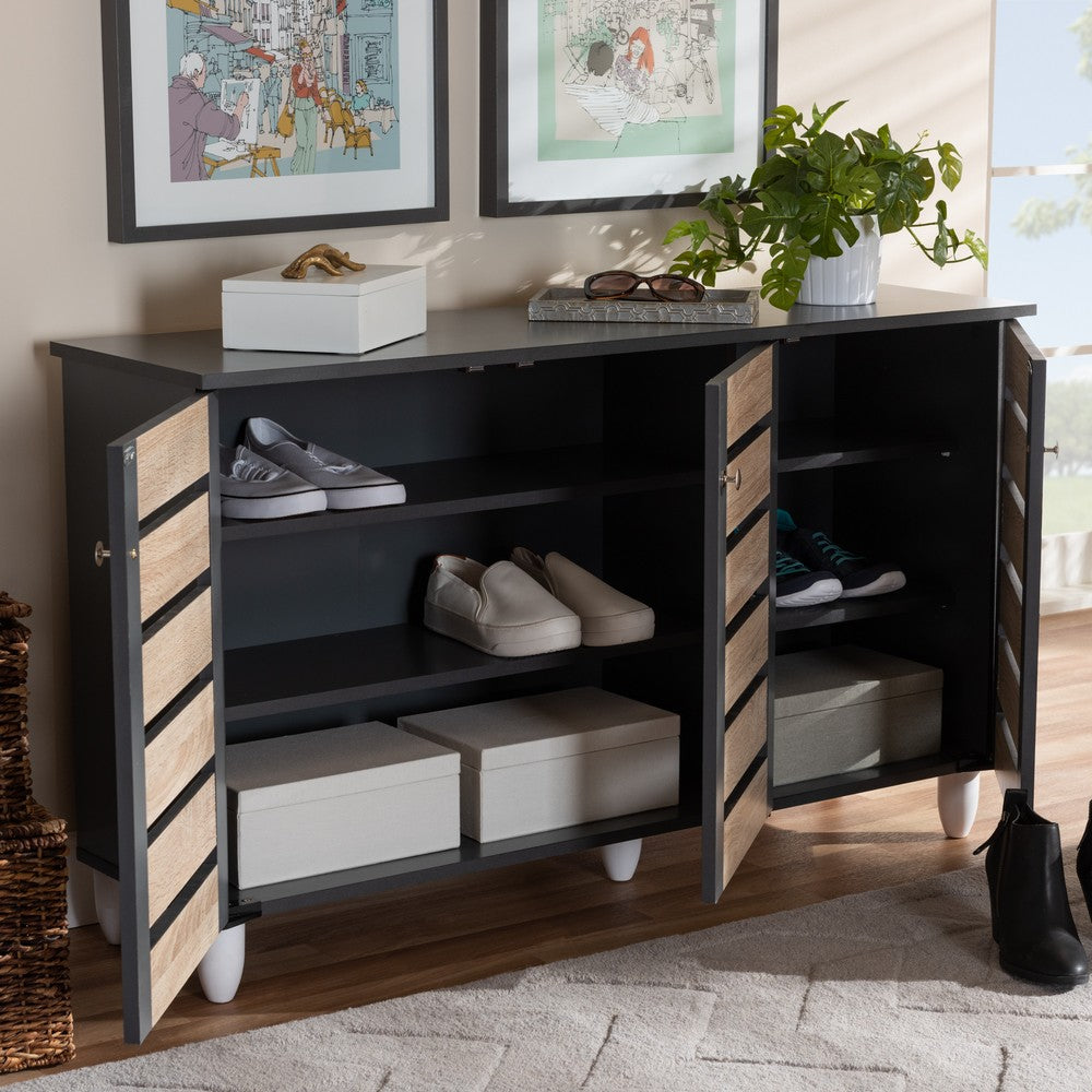 Baxton Studio - Gisela Shoe Cabinet in Oak/Dark Gray - SC865513M-Sonama Oak/Dark Grey-Shoe Cabinet view 8