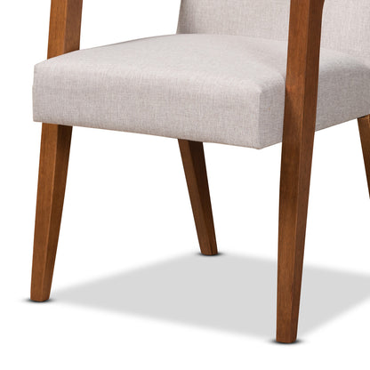 Baxton Studio - Glenda Dining Set in Greyish Beige/Walnut Brown - BBT5267-Greyish Beige/Walnut-5PC Dining Set view 5