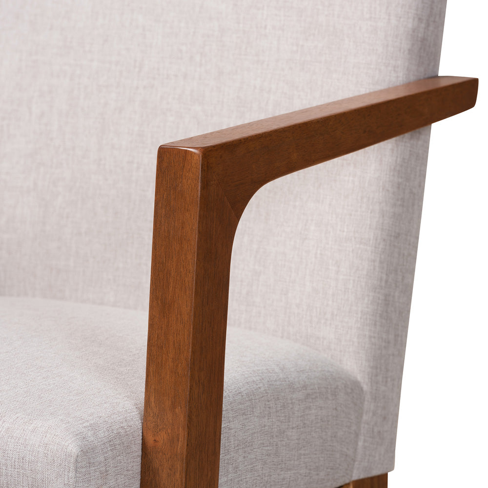 Baxton Studio - Glenda Dining Set in Greyish Beige/Walnut Brown - BBT5267-Greyish Beige/Walnut-5PC Dining Set view 6