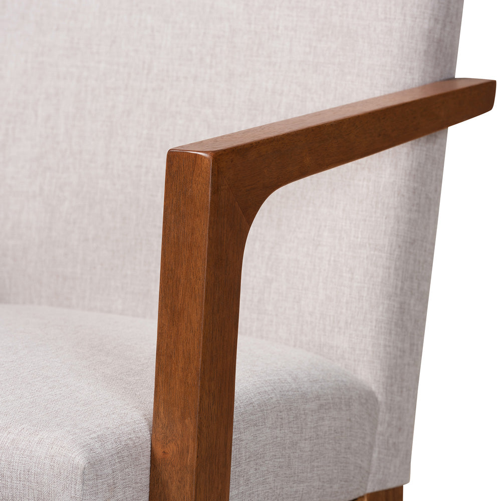 Baxton Studio - Glenda Dining Set in Greyish Beige/Walnut Brown - BBT5267-Greyish Beige/Walnut-7PC Dining Set view 5