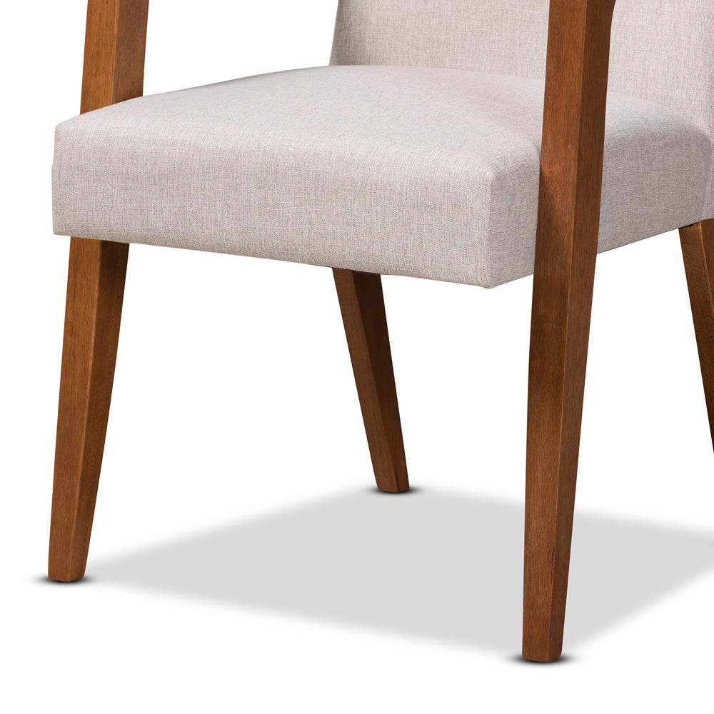Baxton Studio - Glenda Dining Set in Greyish Beige/Walnut Brown - BBT5267-Greyish Beige/Walnut-7PC Dining Set view 6