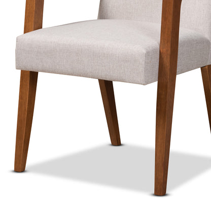 Baxton Studio - Glenda Dining Set in Greyish Beige/Walnut Brown - BBT5267-Greyish Beige/Walnut-7PC Dining Set view 6