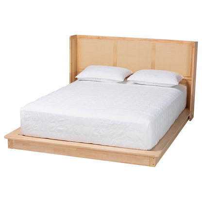 Baxton Studio - Glennis Queen Size Bed in Natural Brown - SW8611-Natural/Rattan-Queen view 1