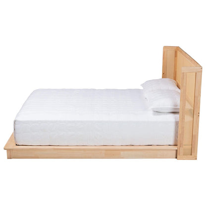 Baxton Studio - Glennis Queen Size Bed in Natural Brown - SW8611-Natural/Rattan-Queen view 2