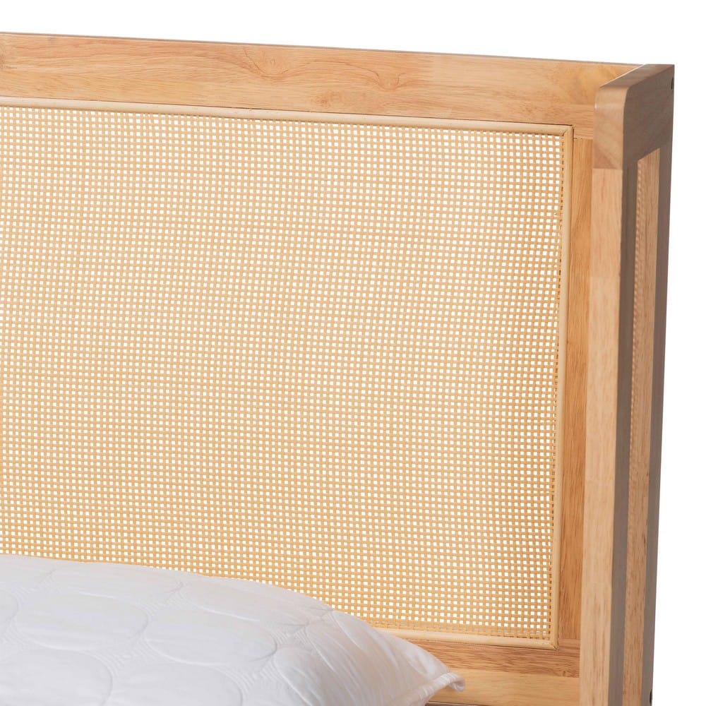 Baxton Studio - Glennis Queen Size Bed in Natural Brown - SW8611-Natural/Rattan-Queen view 4