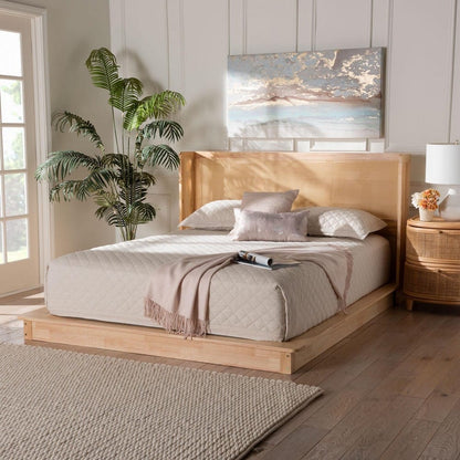 Baxton Studio - Glennis Queen Size Bed in Natural Brown - SW8611-Natural/Rattan-Queen view 7