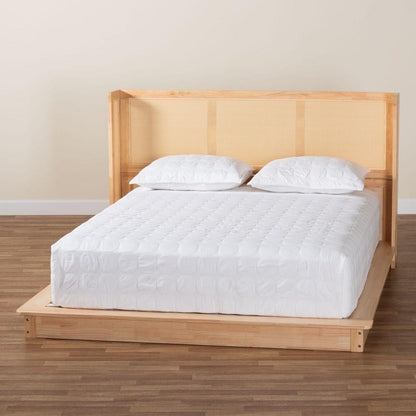 Baxton Studio - Glennis Queen Size Bed in Natural Brown - SW8611-Natural/Rattan-Queen view 8