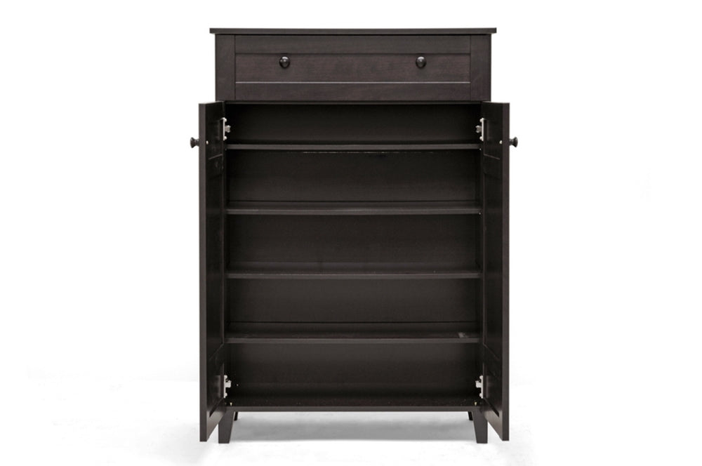 Baxton Studio - Glidden Shoe Cabinet in Dark Brown - FP-1203 view 2